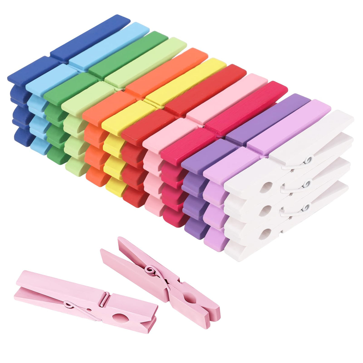 WAENLIR Colored Clothes pins 12 Color 2.9inch 50PCS, Colorful ClothesPins Wooden Clips for Photos Pictures Decorative Crafts, Decoration clothespins Clothing Hanging clothespins