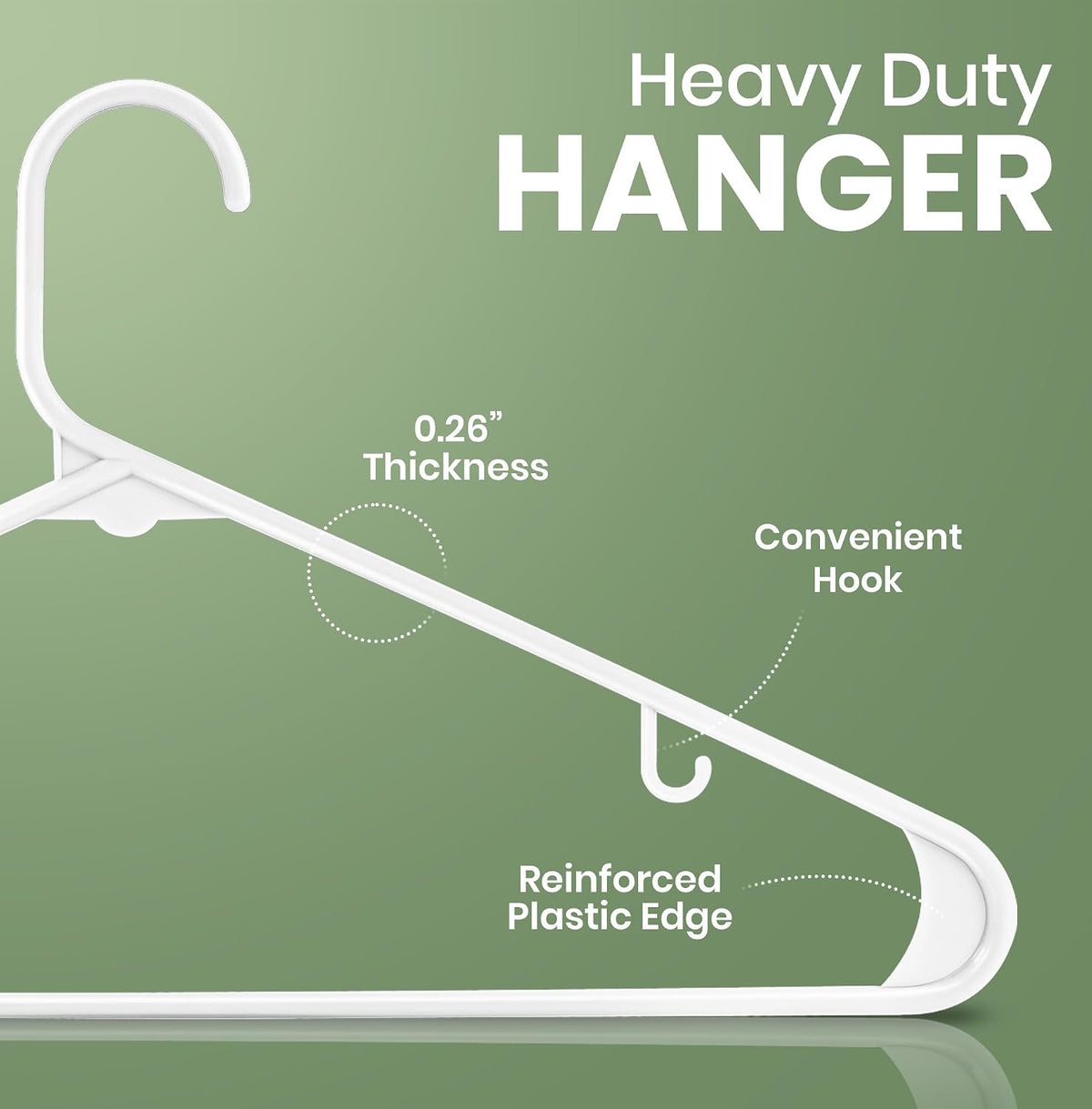 Utopia Home Plastic Hangers 20 Pack – Built-in Strap Hooks White