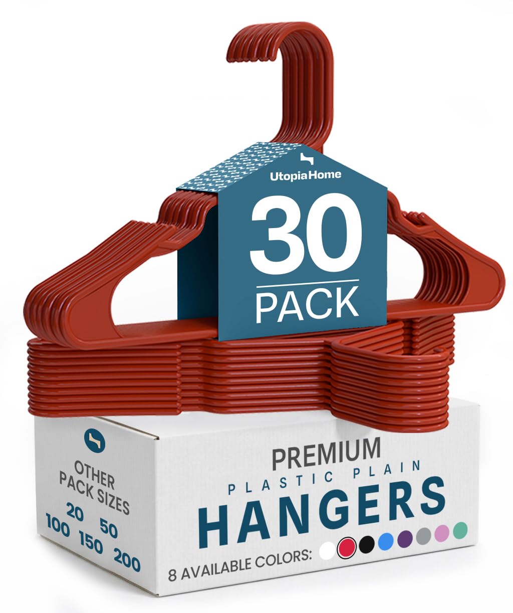 Utopia Home Plastic Hangers 50 Pack – Space Saving Clothes Hanger Pink