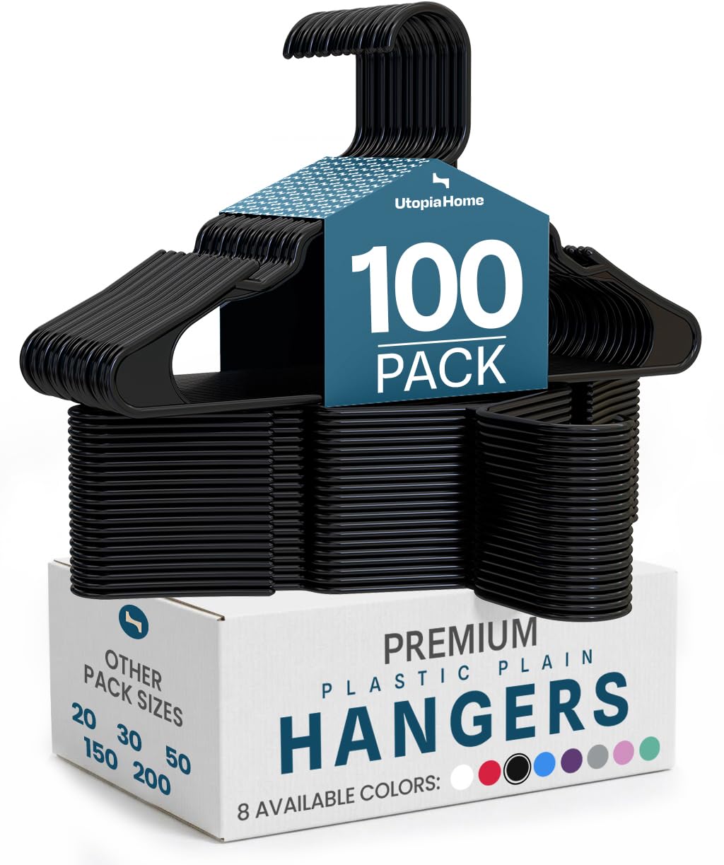 Utopia Home Plastic Hangers 50 Pack – Space Saving Clothes Hanger Purple