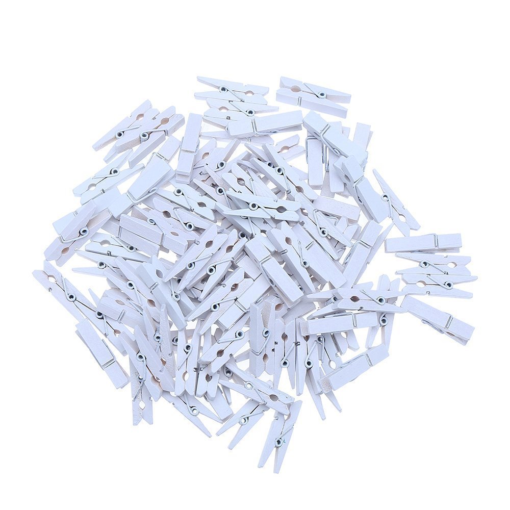 DECORA 3.5cm/1.38in Colorful Painted Wood Clothespin 100 Pieces for Photo Clips Scrap Booking Crafts Gift Wrapping