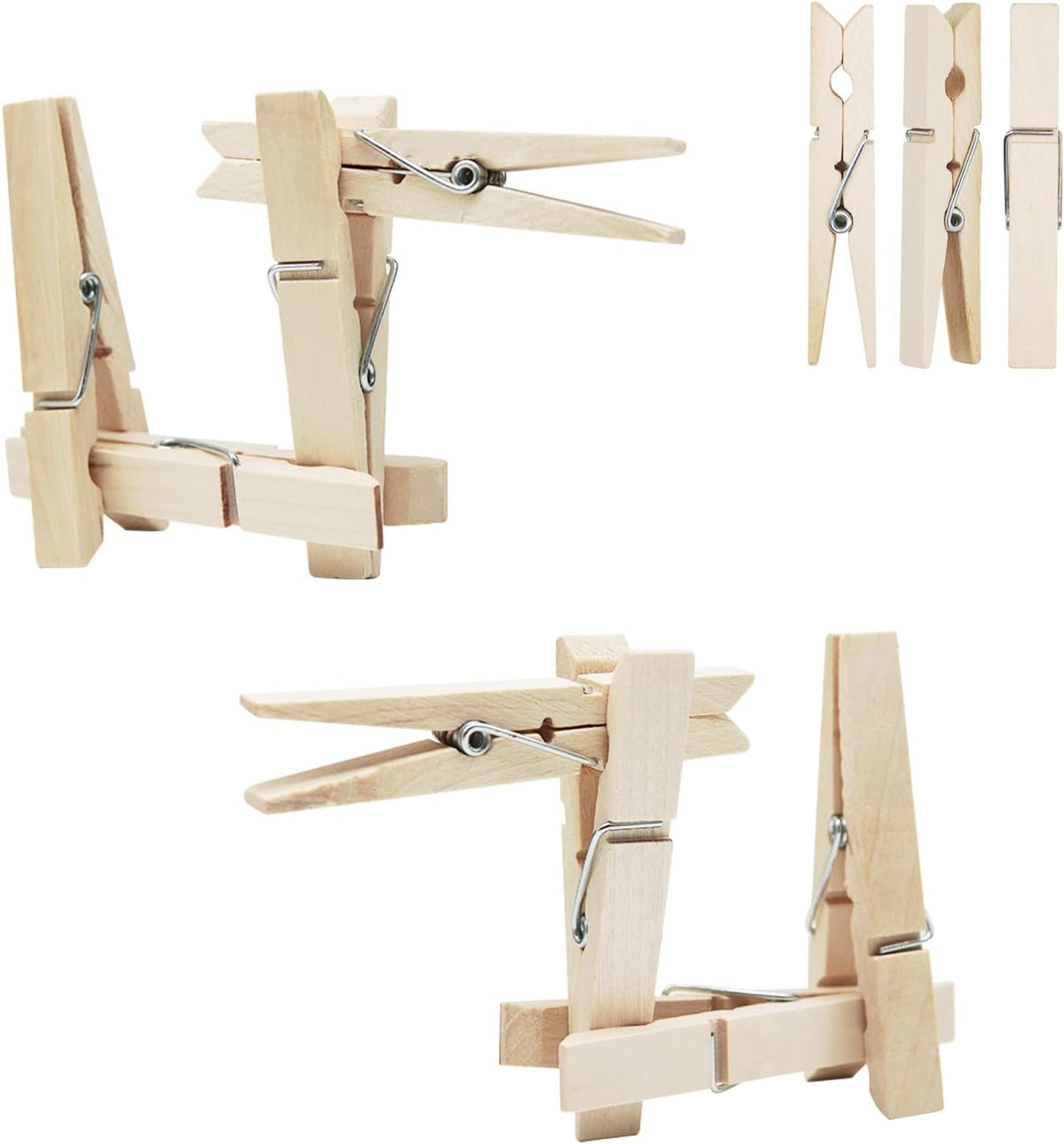 KTOJOY Wooden Clothes Pins,50 Pack, 2.9 Inch, Large Natural Birchwood Rust, Moisture Resistant Clothes Pegs, Heavy Duty Clothespins,Clothes Pins for Craft, Clips for Pictures