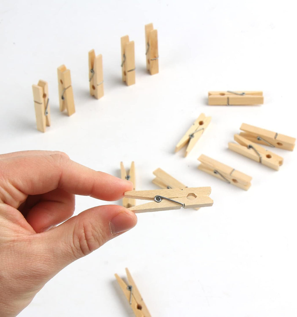 KIMOBER 1.77Inch Wooden Clothespins,Sturdy Natural Wooden Craft Peg Pins Clips for Photos Pictures Paper Crafts,100pcs