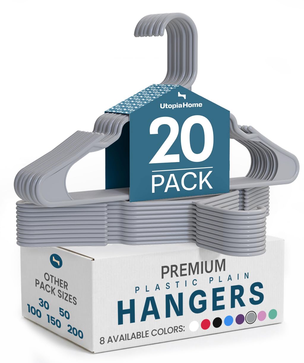 Utopia Home Plastic Hangers 50 Pack – Space Saving Clothes Hanger Pink