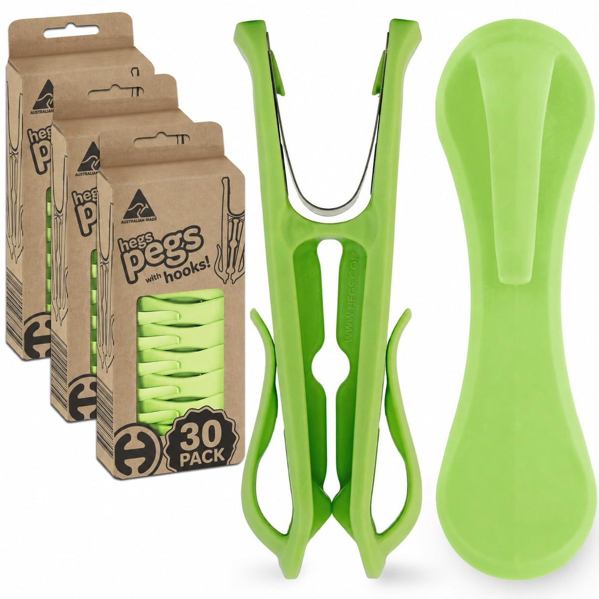 Hegs 24 Pack Multi-Color - The Smartest Heavy Duty Clothespins with Hooks - Hang 3 Garments at Once with Our Tough, Dual Hooks Clothes Pins with Anti-Rust Spring - Durable, Colorful Clothespins