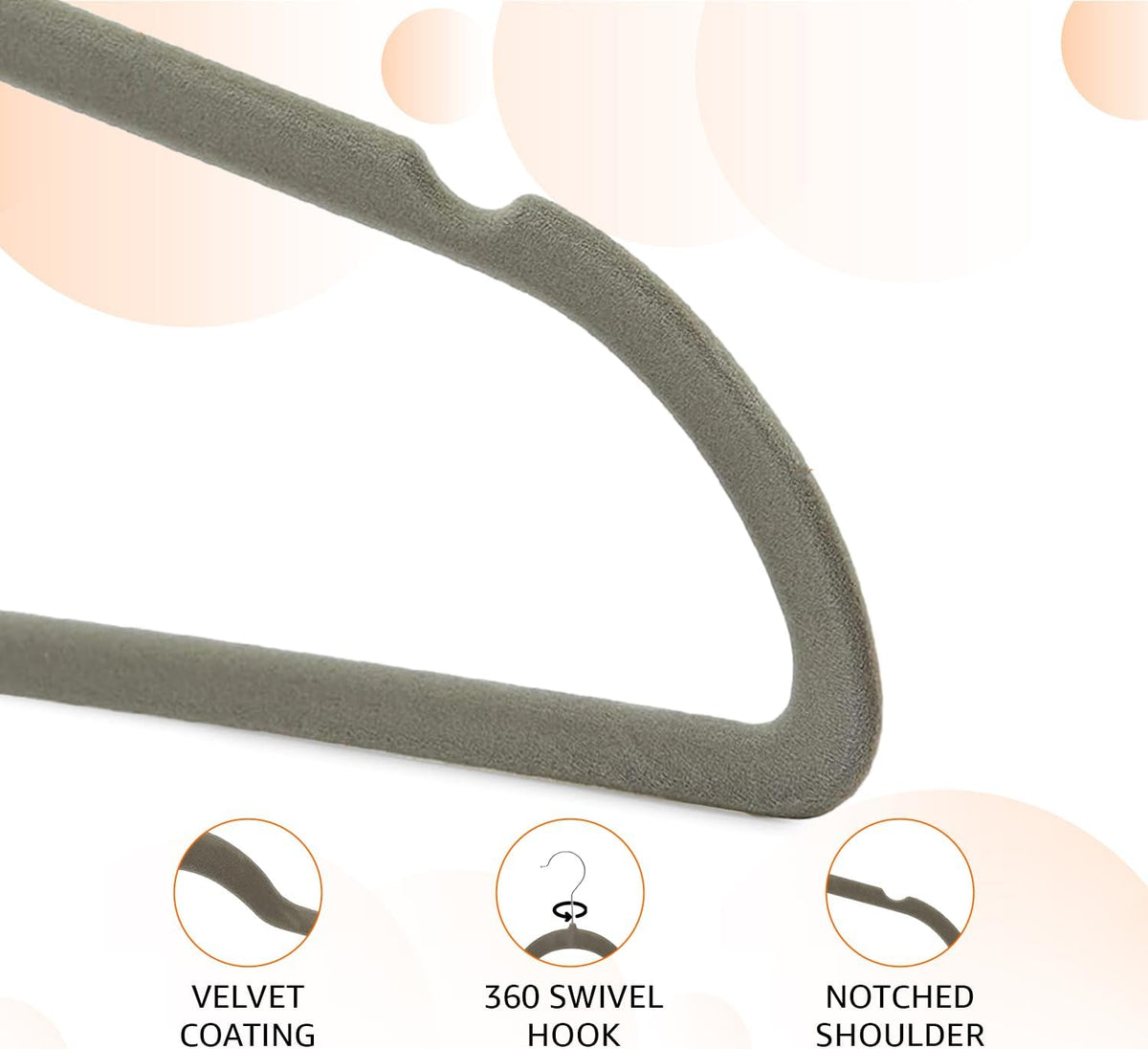 Amazon Basics Slim Velvet Non-Slip Space Saving Suit Clothes Hangers, Sturdy Metal, Gray/Silver, 30-Pack