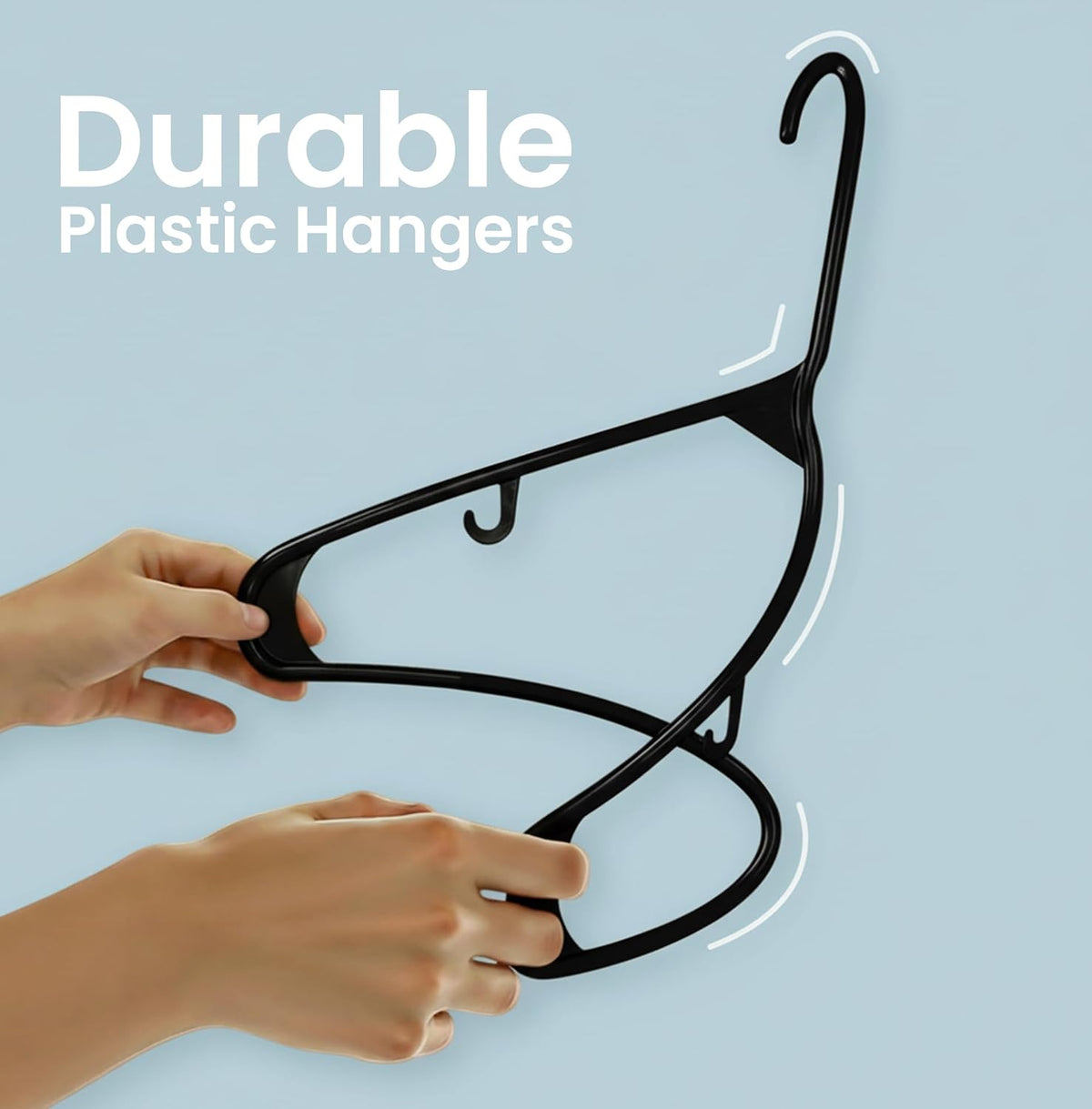Utopia Home Plastic Hangers 50 Pack – Built-in Strap Hooks Black