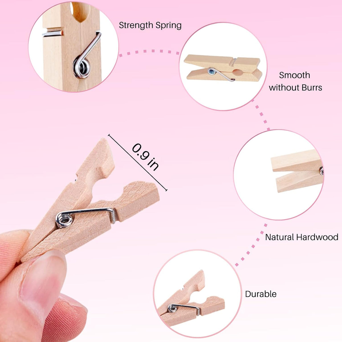 100Pcs Mini Wooden Clothespins, 1.4in Small Clothes pins with Storage Bag