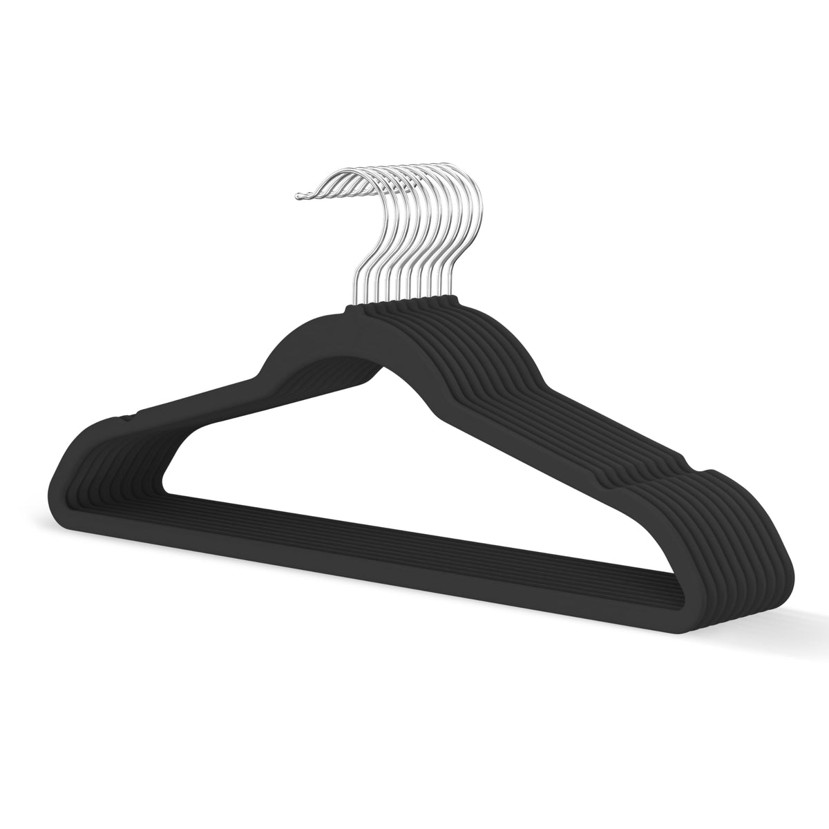 Black Velvet Hangers 60 Pack, Slim Space Saving Suit Hangers for Closet Organizer, Rotating Silver Hook, Non Slip Clothes Felt Hanger Heavy Duty for Coat,Shirt, Pants, Camisole, Dress