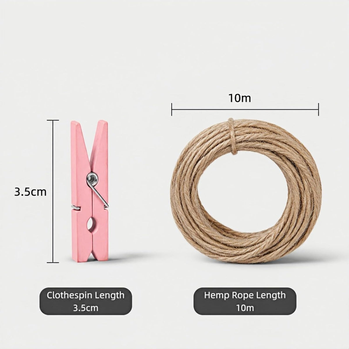 1.4 Inch Mini Wooden Clothespins, 50 Pack Natural Birch Wood Clips with Spring for Crafts, Photo Hanging, DIY Projects, Party & Home Decoration Jute Twine Clothing Line(Pink)