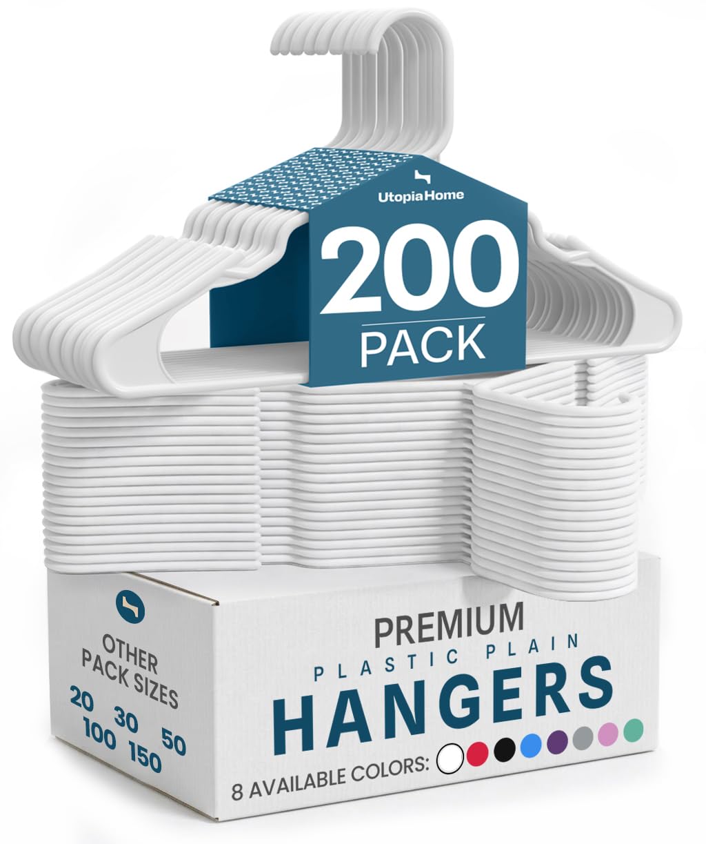 Utopia Home Plastic Hangers 50 Pack – Space Saving Clothes Hanger Purple