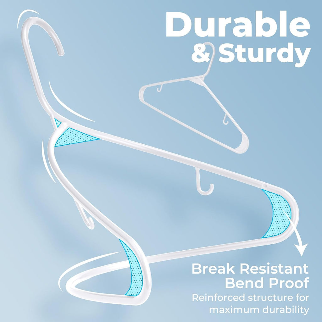 HOUSE DAY White Plastic Hangers 16 Pack, Slim Space-Saving Clothes Hangers