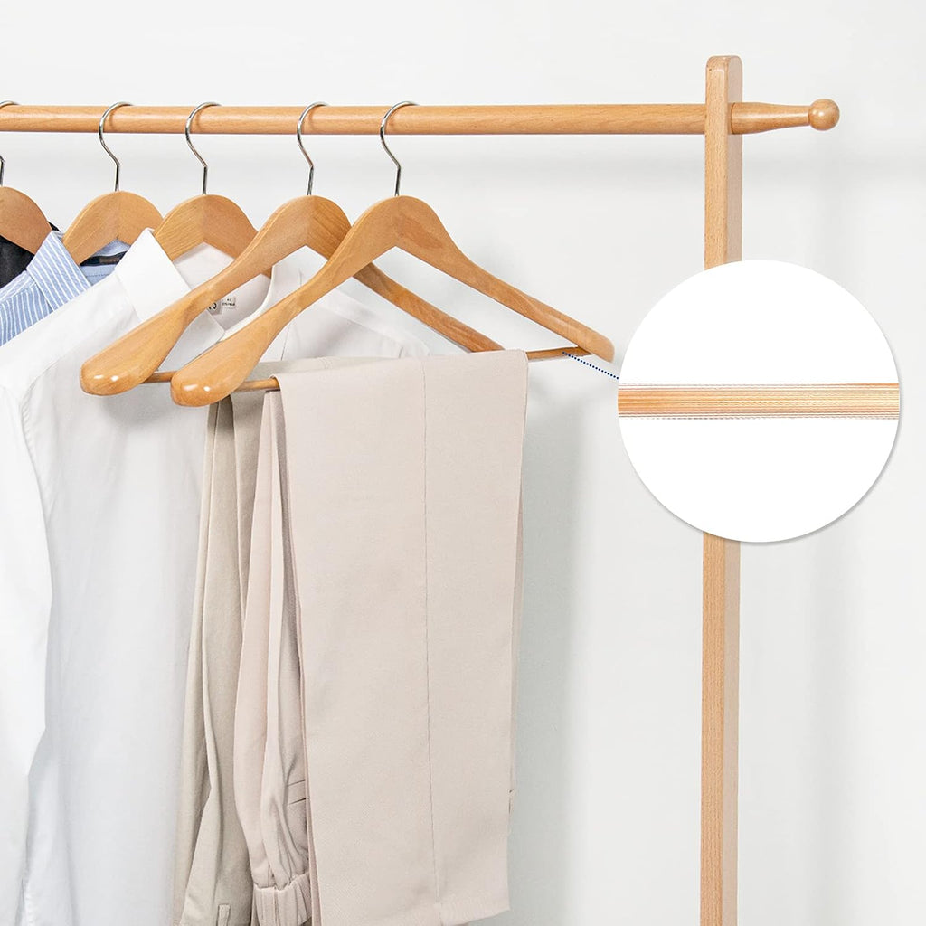 Nature Smile Luxury Natural Wooden Suit Hangers - 6 Pack - Wood Coat Hangers,Jacket Outerwear Shirt Hangers,Glossy Finish with Extra-Wide Shoulder, 360 Degree Swivel Hooks & Anti-Slip Bar with Screw