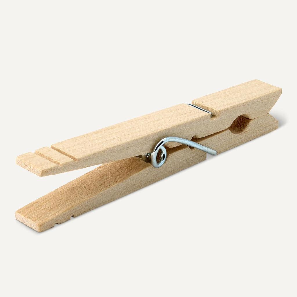 Amazon Basics Birch Wood Clothespins with Strong Spring-Loaded Grip, Holds up to 3 lbs, Pack of 100