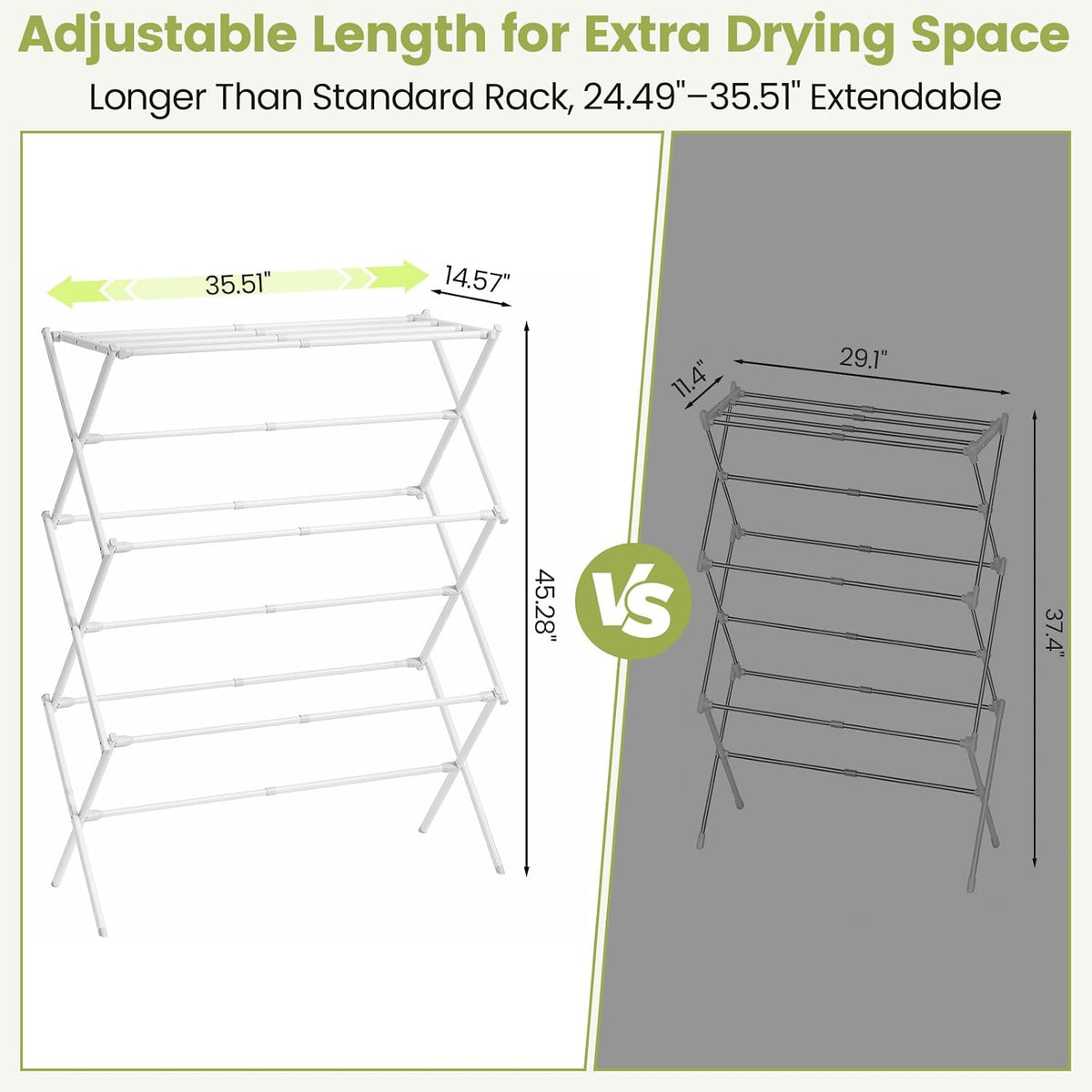 APEXCHASER Oversized Clothes Drying Rack, 45.28" H × 14.57" D