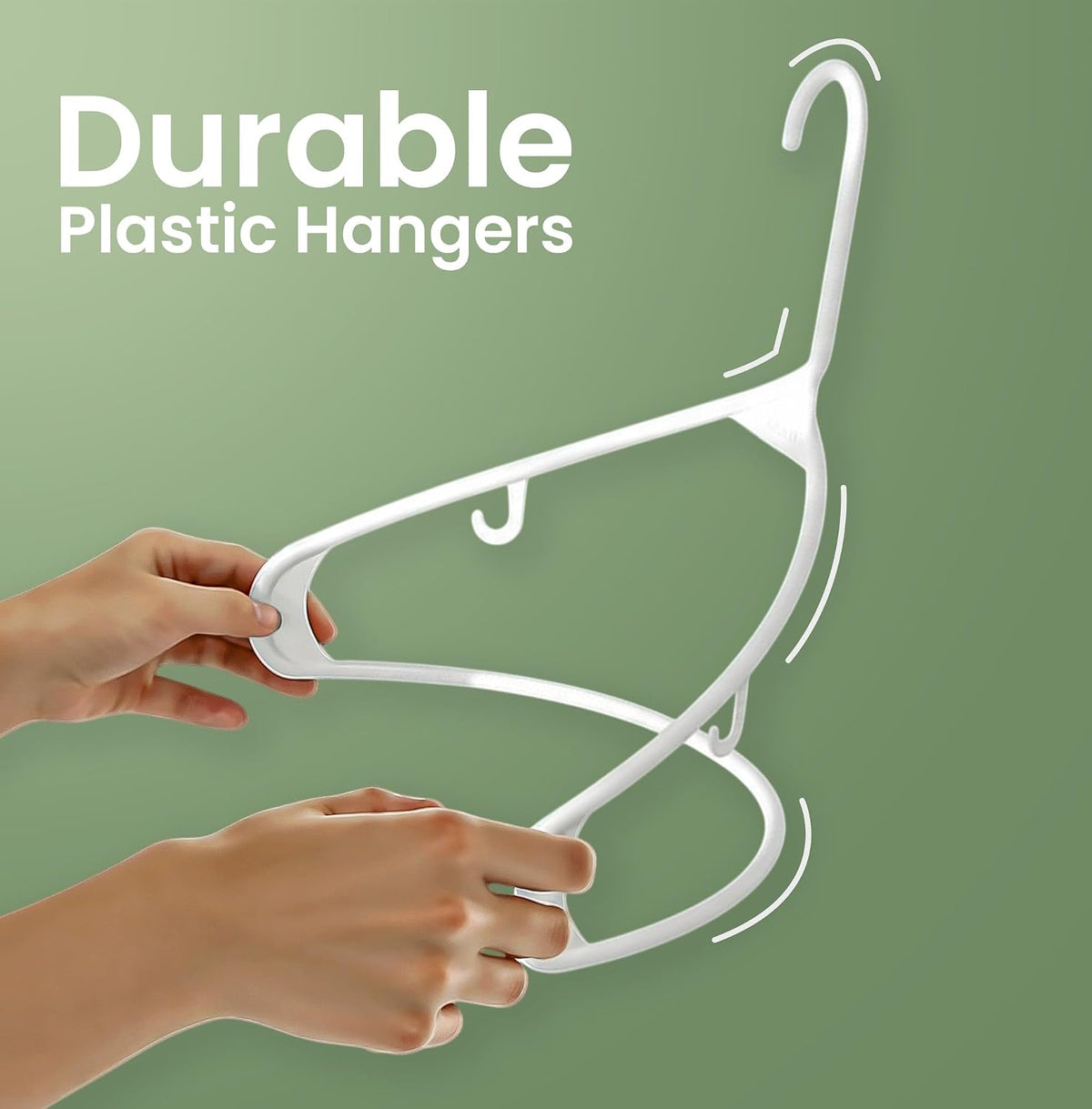 Utopia Home Plastic Hangers 20 Pack – Built-in Strap Hooks White