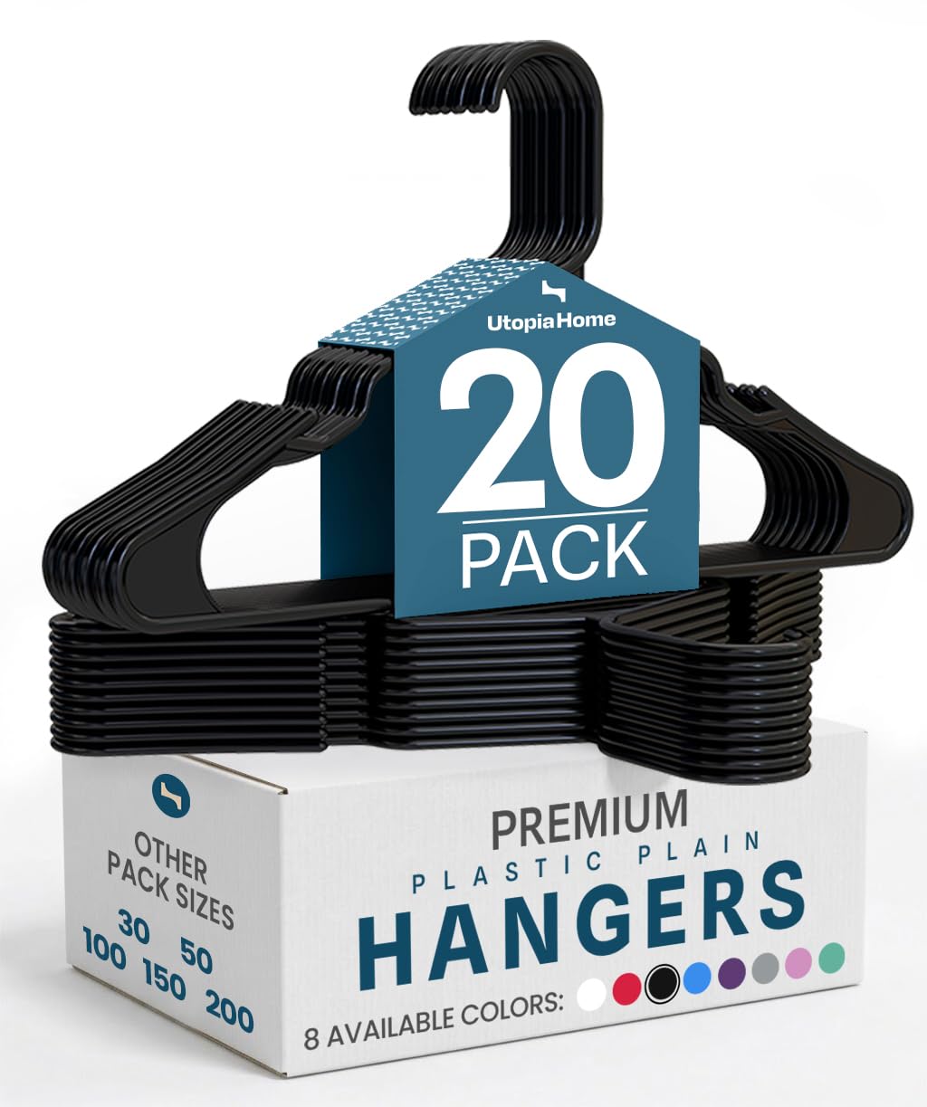 Utopia Home Plastic Hangers 50 Pack – Space Saving Clothes Hanger Pink