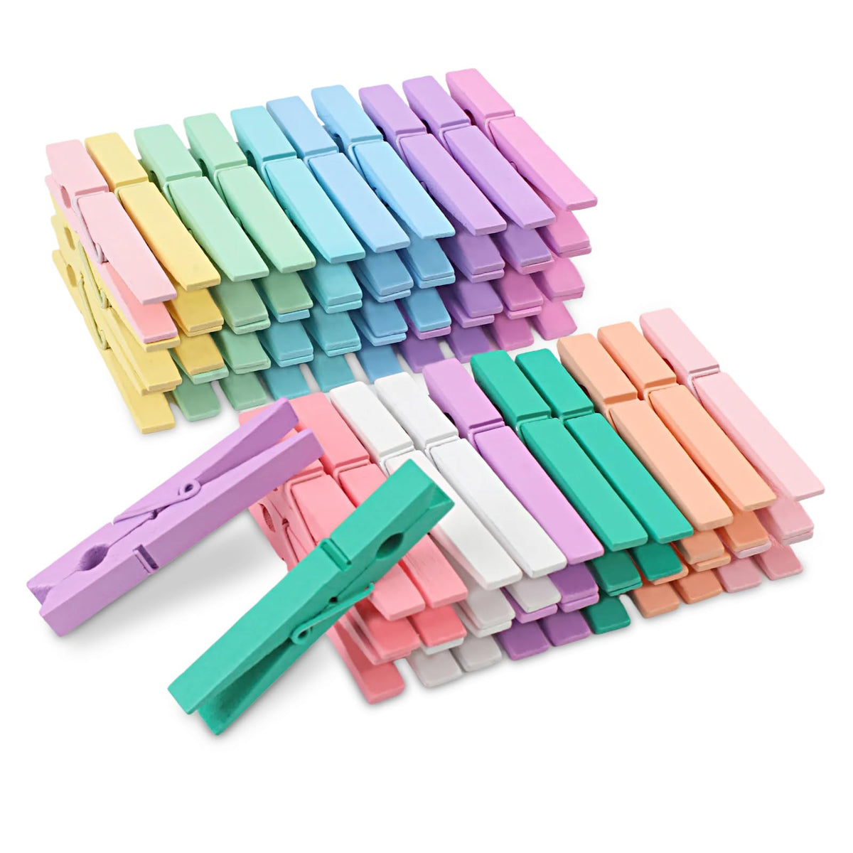 Phinus 72 Pcs Colorful Wooden Clothes Pins, 2.9 Inch 12 Colors Clothes Pins for Hanging Clothes, Pictures, Photos, Classroom, Crafts, Decoration, Colorful Clothespins Heavy Duty