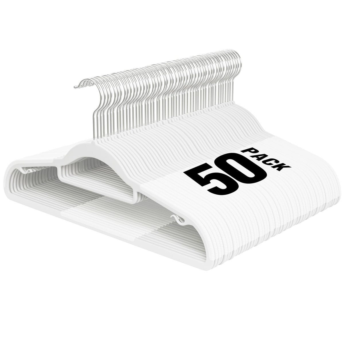 Plastic Hangers 50 Pack, 16.5" Non-Slip Clothes Hangers Heavy Duty