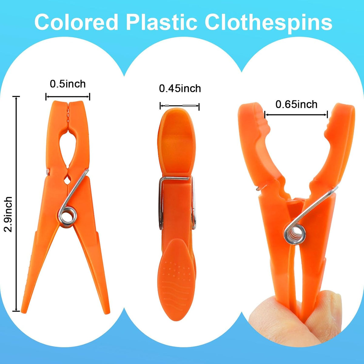 Clothes Pins, 48 Pack Colored Plastic Clothespins, Clothes Pins Heavy Duty Outdoor, Non-Slip Laundry Clips for Hanging Clothes, Towels, Crafts, Multiperpose Plastic Clips for Picture, Chip Bags