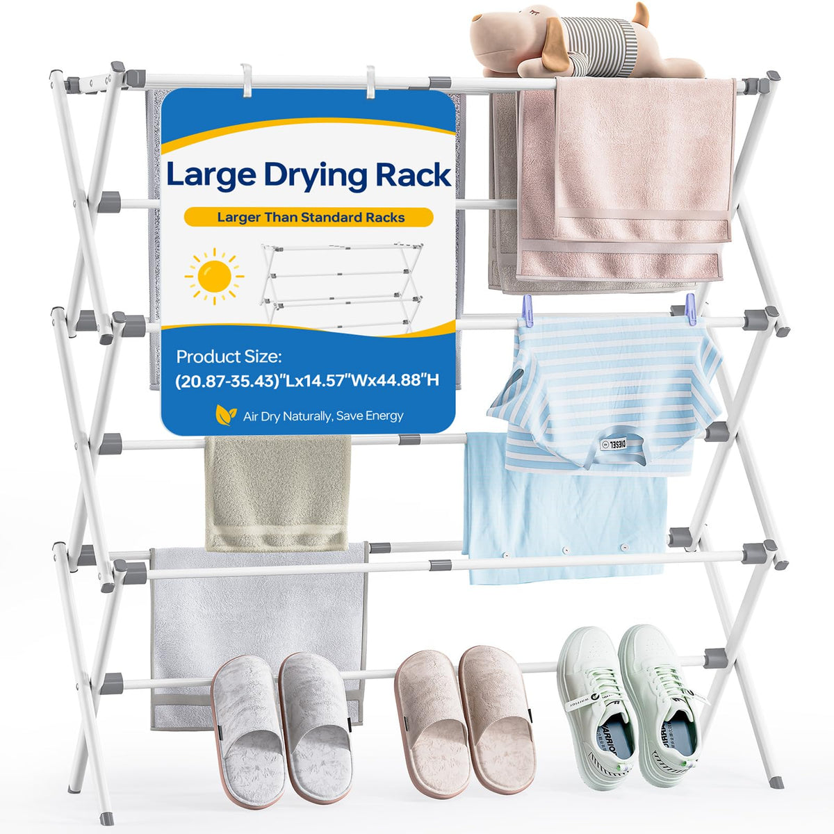 APEXCHASER Oversized Clothes Drying Rack, 45.28" H × 14.57" D