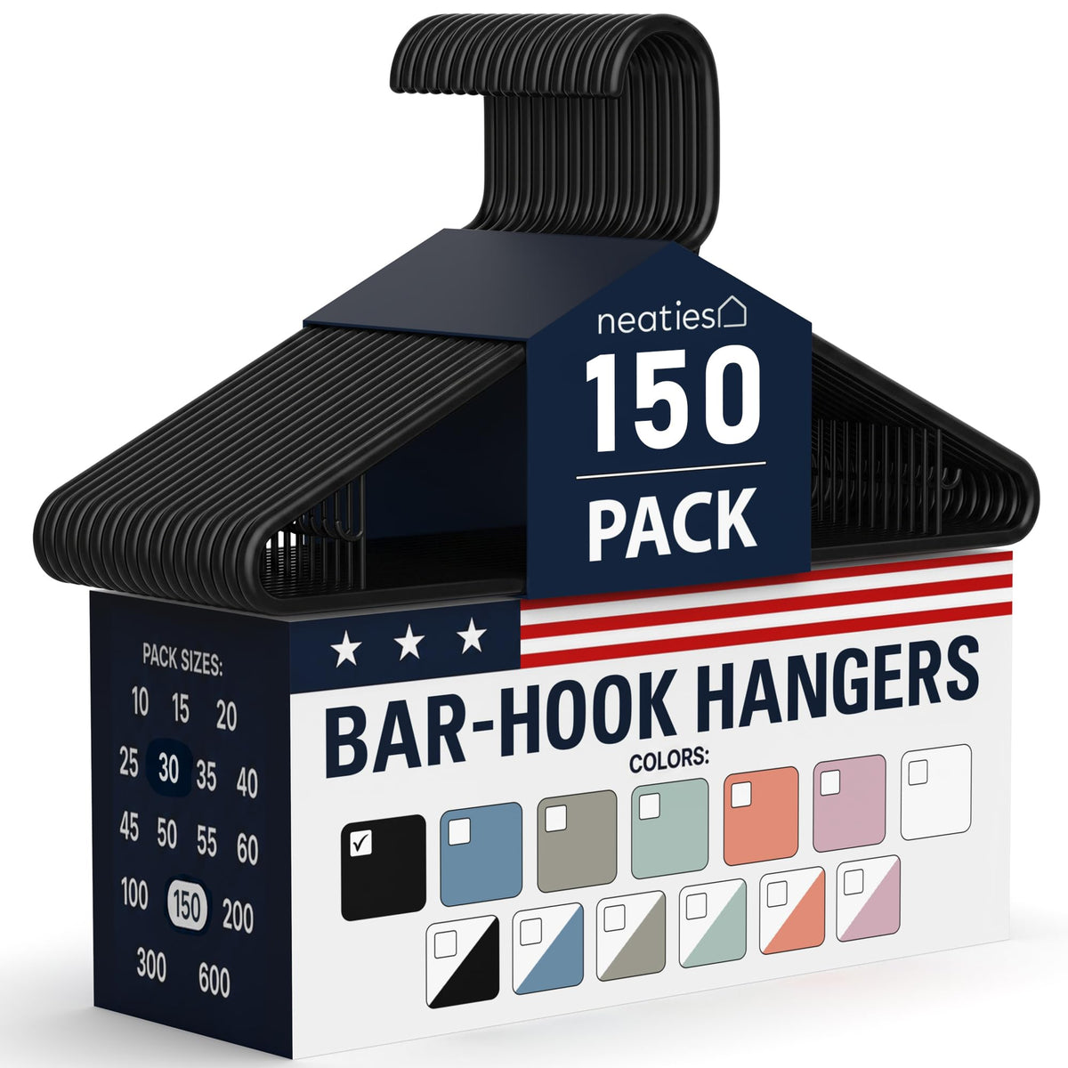 Plastic Hangers 30 Pack – Made in the USA – 6lb Capacity Standard Clothes Hangers with Strap Hooks for Dresses, Lingerie, Shirts, Pants, and Jackets – White