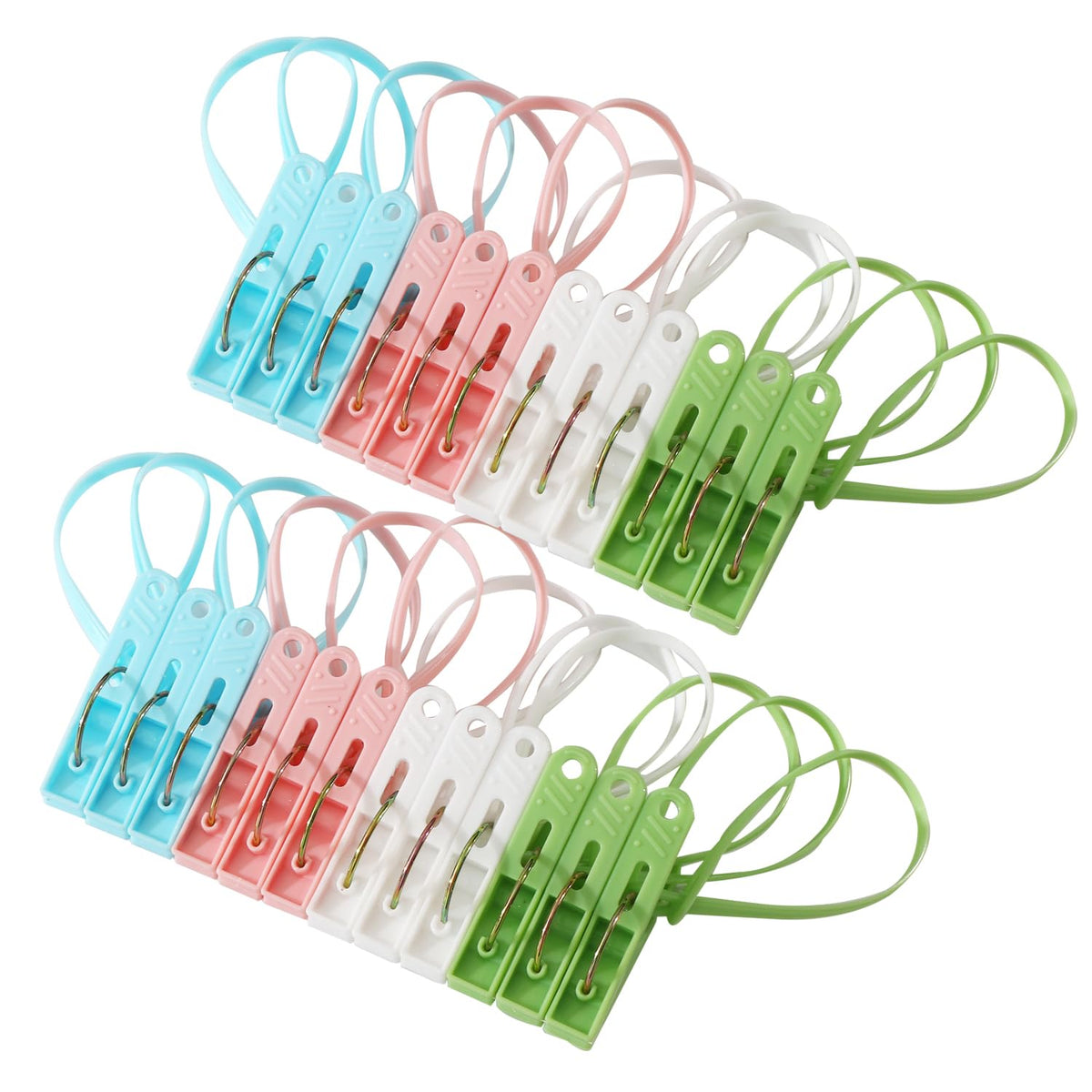 48 Pack Plastic Clothes Pins Heavy Duty Outdoor for Hanging Clothes, Colored Clothespins Clips with Springs Clothes Drying Line Pegs with Mesh Clothes pin Bag，Crafts Picture Clips Food Package Clips