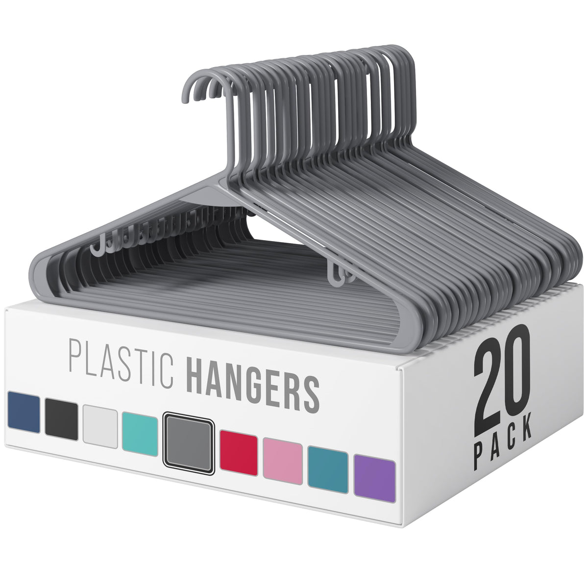 Plastic Hangers 20 Pack Black - Clothes Hangers - Makes The Perfect Coat Hanger and General Space Saving Hangers for Closet and New Apartment Essentials - Percheros Ganchos para Colgar Ropa Hangars