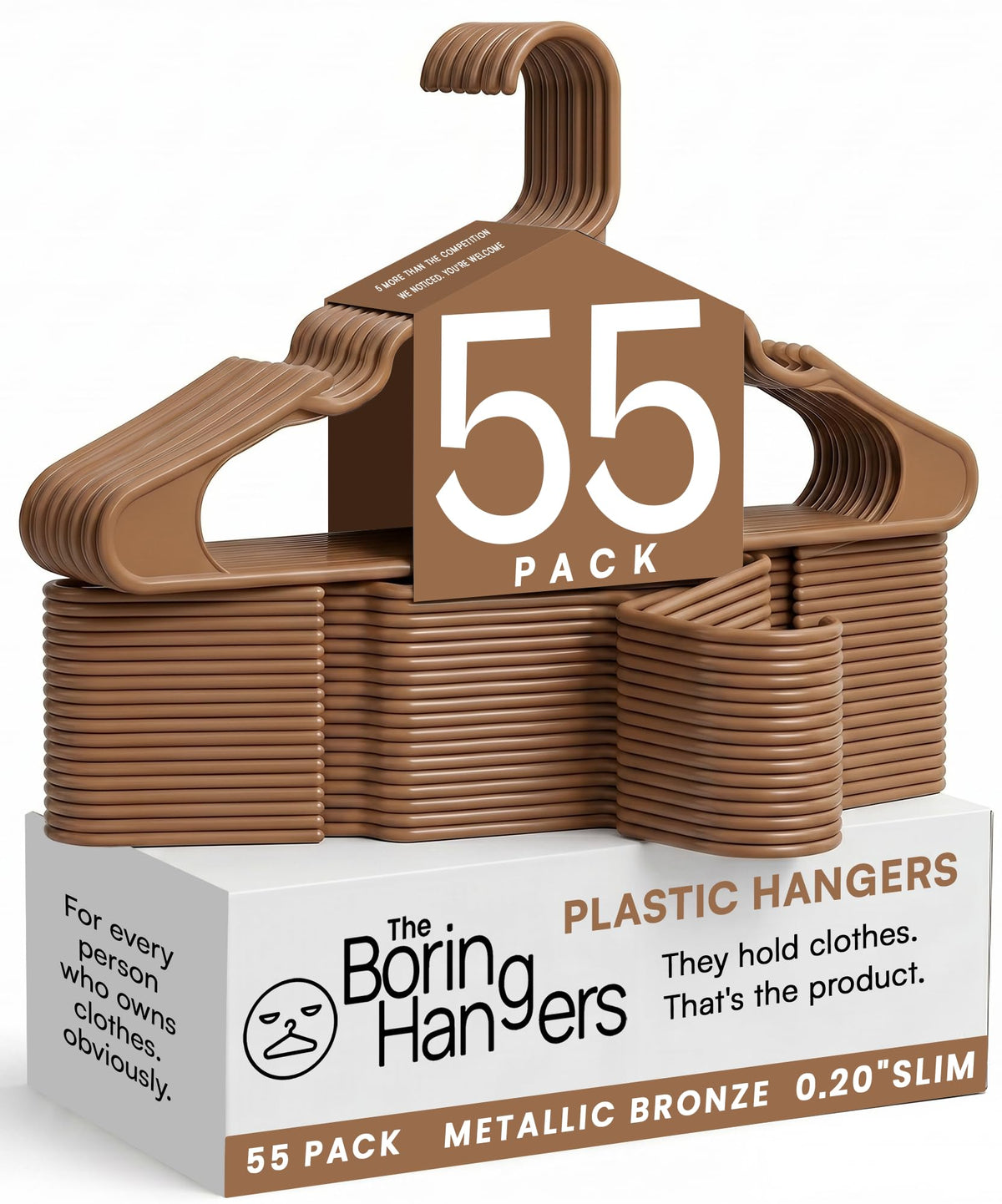 White Plastic Hangers 55 Pack - 10 lb Heavy Duty Plastic Clothes Hangers for Closet - 0.20" Thin, Slim & Space Saving White Coat Hangers for Shirts, Dresses, Jackets, Pants
