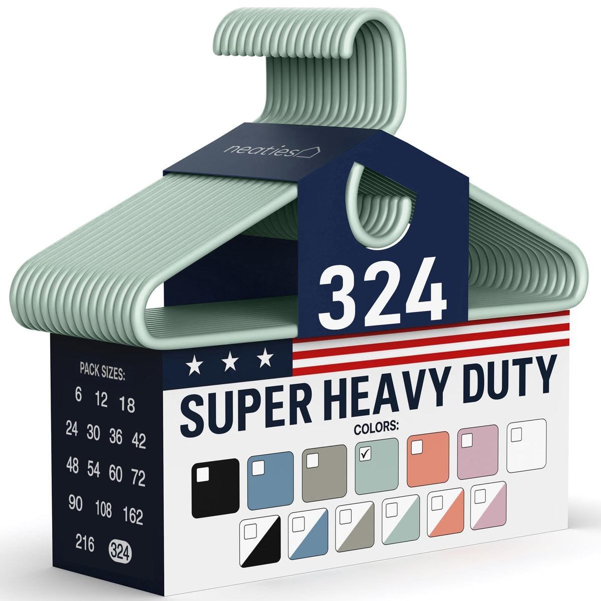 Super Heavy Duty Clothes Hangers 18 Pack – Made in the USA - 10lb Capacity, Thick Plastic Hangers for Pants, Coats, Jackets, Jeans and Adult Clothing – White