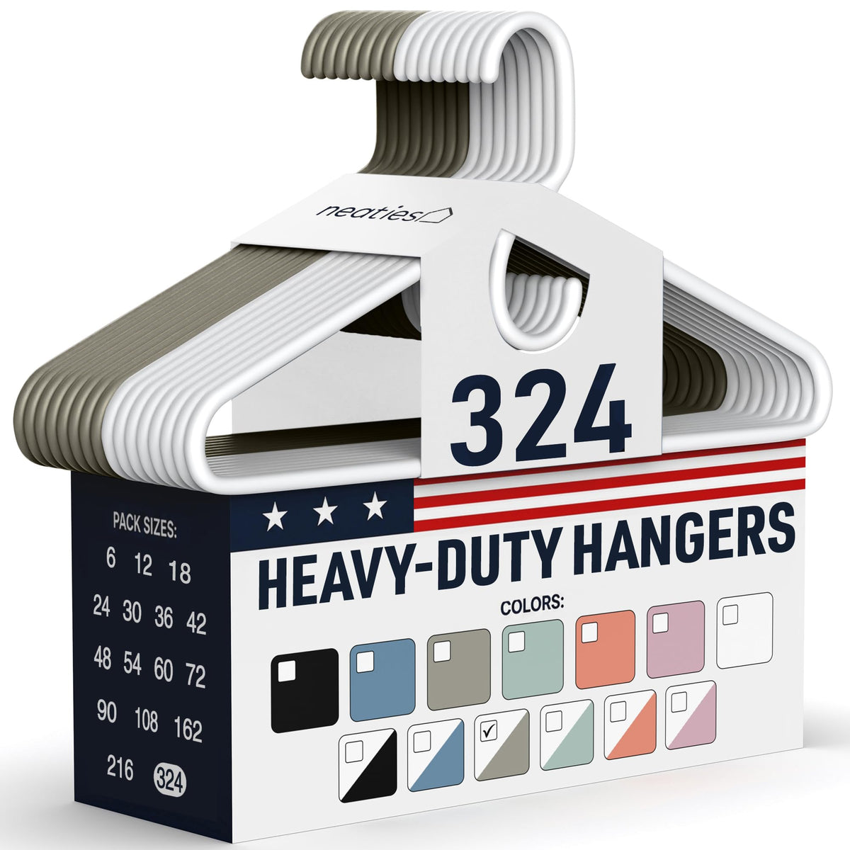 Heavy Duty Clothes Hangers 18 Pack – Made in the USA – 8lb Capacity Plastic Hangers for Adult Clothing – Durable for Pants, Coats, Jackets, or Jeans – White
