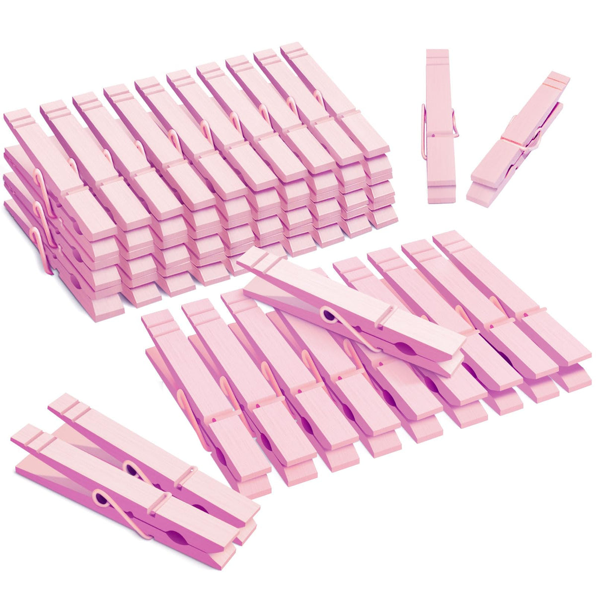 3.5 Inch 50 Pack Colored Wooden Clothespins for Classroom, Craft, Hanging Clothes, Rust Resistant