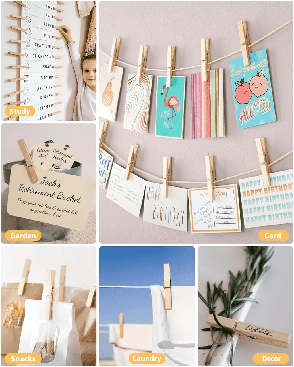 Large Clothes Pins Wooden Clothespins, 4 Inch 48 Pack Heavy Duty Outdoor Pegs, Clothing Hanging Laundry Close Pin Chip Clips Cheer Pins for Bags Photo Picture Artwork Crafts Display