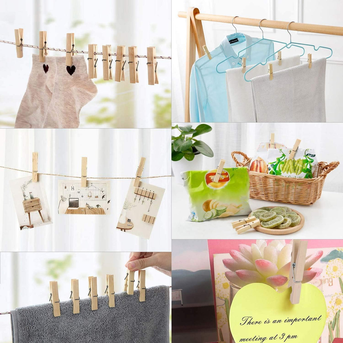 100pcs Clothes Pins Wooden Clothespins 3inch Heavy Duty Wood Clips for Hanging Clothes Pictures Outdoor