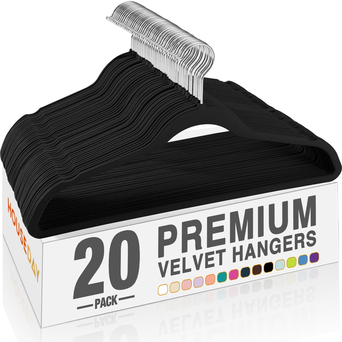HOUSE DAY Black Velvet Hangers 60 Pack, Premium Non Slip Clothes Hangers