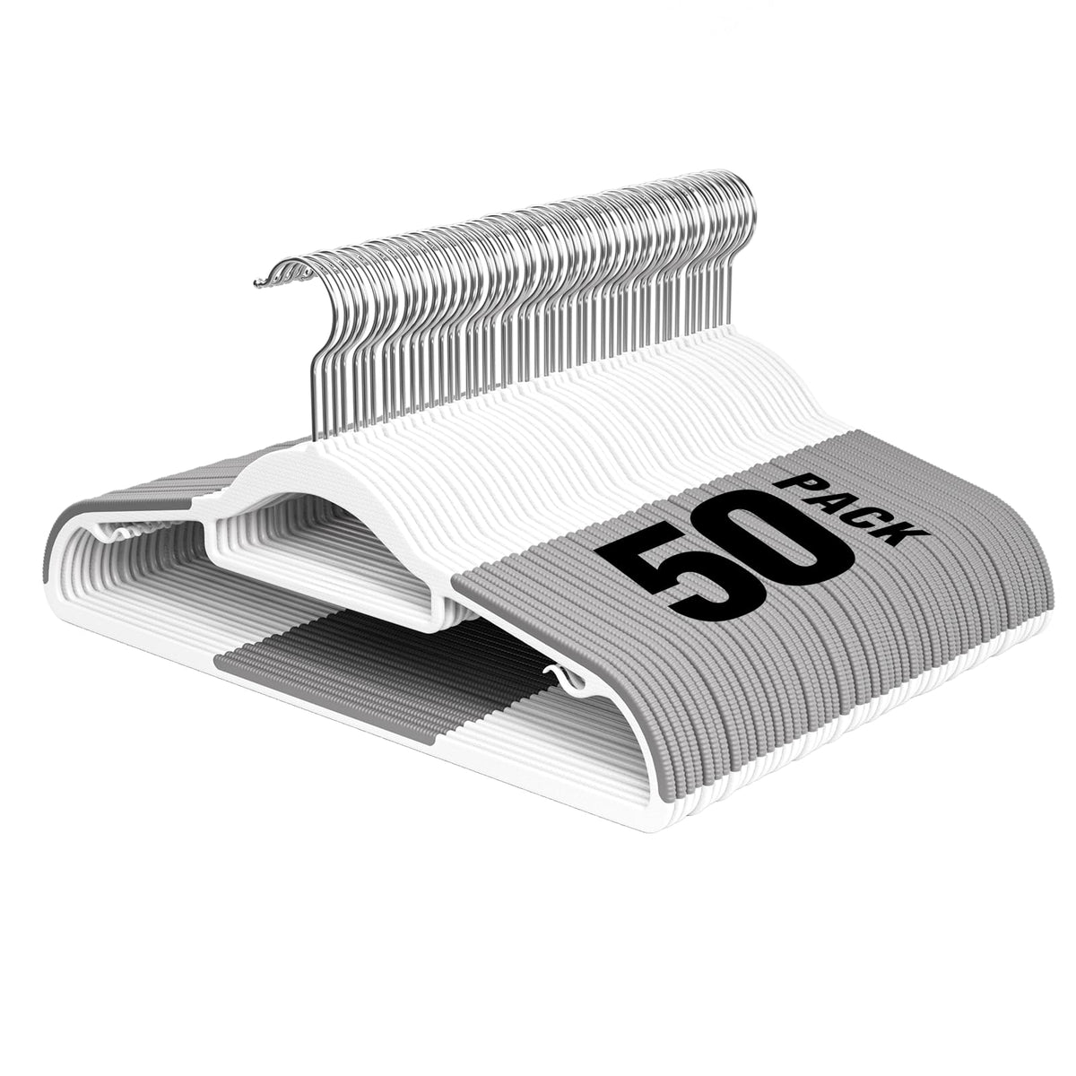 Plastic Hangers 50 Pack, 16.5" Non-Slip Clothes Hangers Heavy Duty