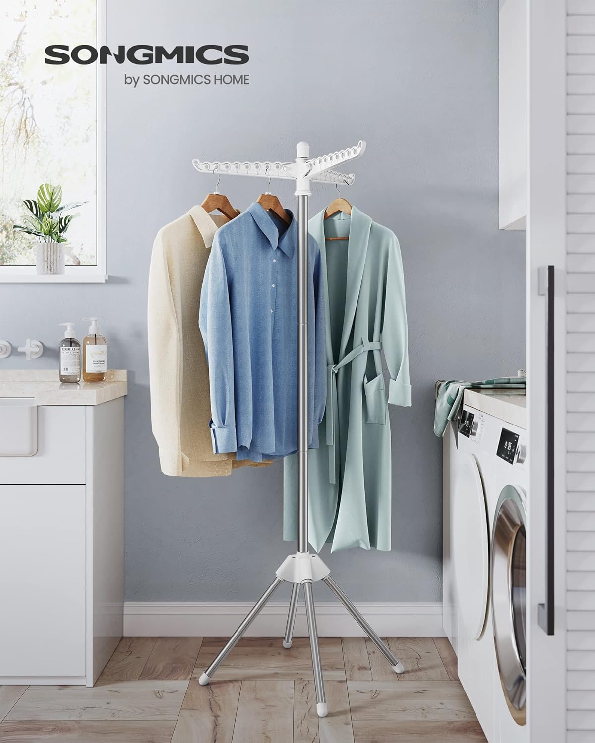 SONGMICS Clothes Drying Rack, 61.6-Inch Drying Rack, 3 Rotatable Arms