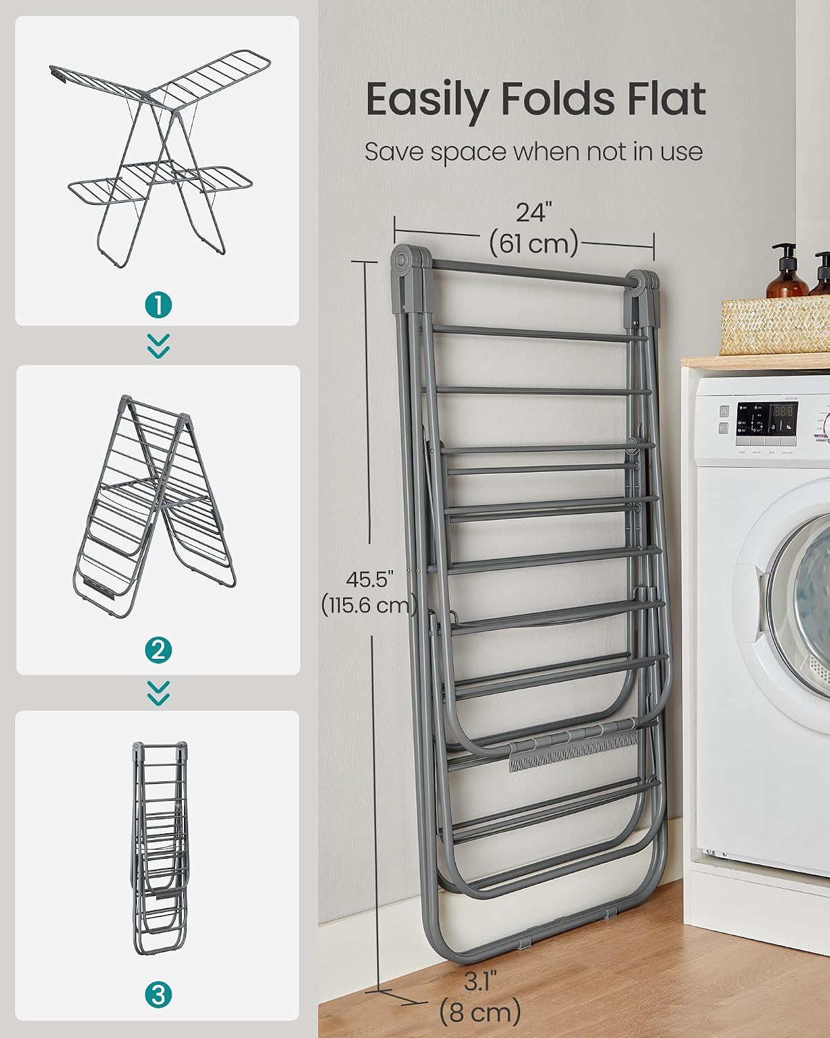 SONGMICS Clothes Drying Rack, Foldable 2-Level Stee Laundry Drying Rack