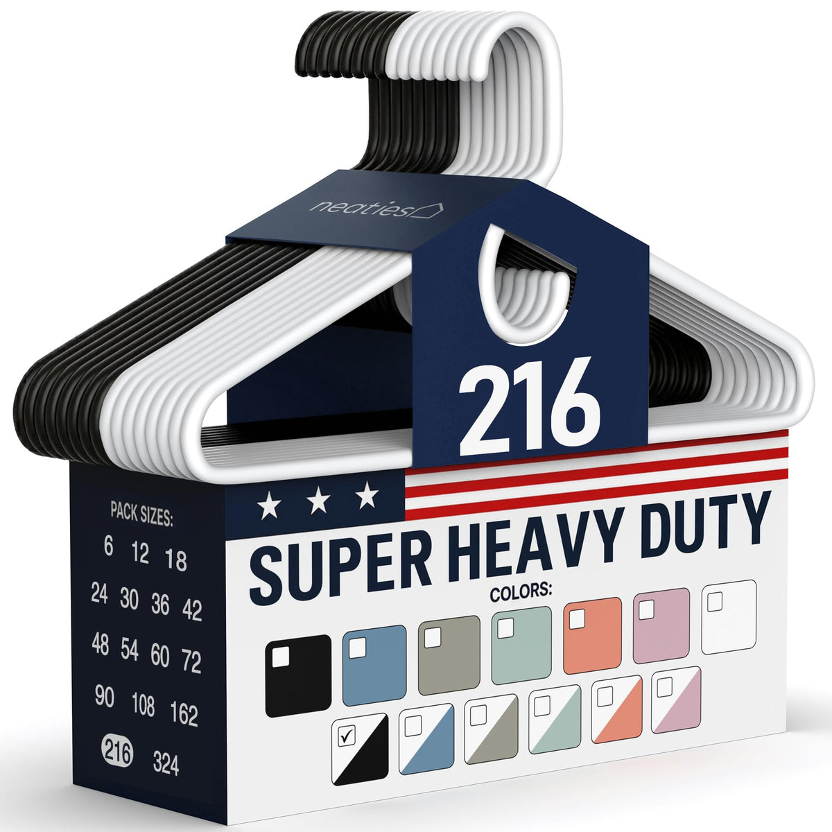 Super Heavy Duty Clothes Hangers 18 Pack – Made in the USA - 10lb Capacity, Thick Plastic Hangers for Pants, Coats, Jackets, Jeans and Adult Clothing – White