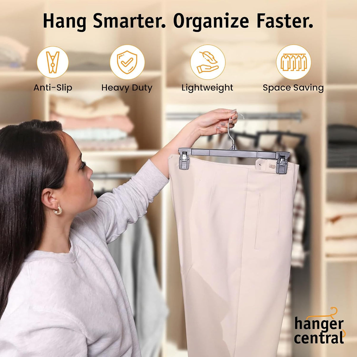 12 inch 30 Pack Pants Hangers Slim Plastic Black