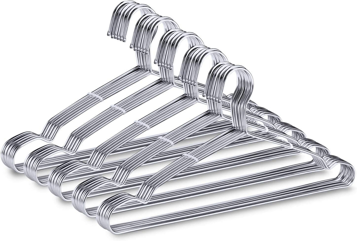 TIMMY 50 Pack Stainless Steel Wire Clothes Hangers, 16.5 in, Space-Saving