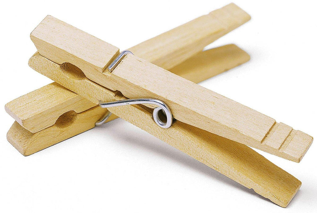 Whitmor 50 Pack Wooden Clothespins, 3.38 Inch Heavy Duty Clothes Pins for Laundry Line, Natural Wood Clips with Rust-Resistant Springs for Hanging Clothes, Photos, Crafts and DIY Projects