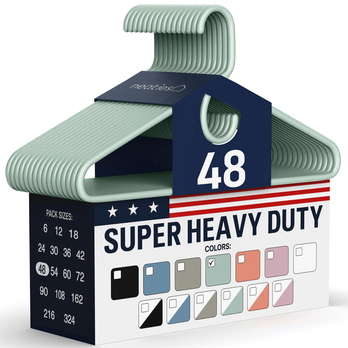 Super Heavy Duty Clothes Hangers 18 Pack – Made in the USA - 10lb Capacity, Thick Plastic Hangers for Pants, Coats, Jackets, Jeans and Adult Clothing – White