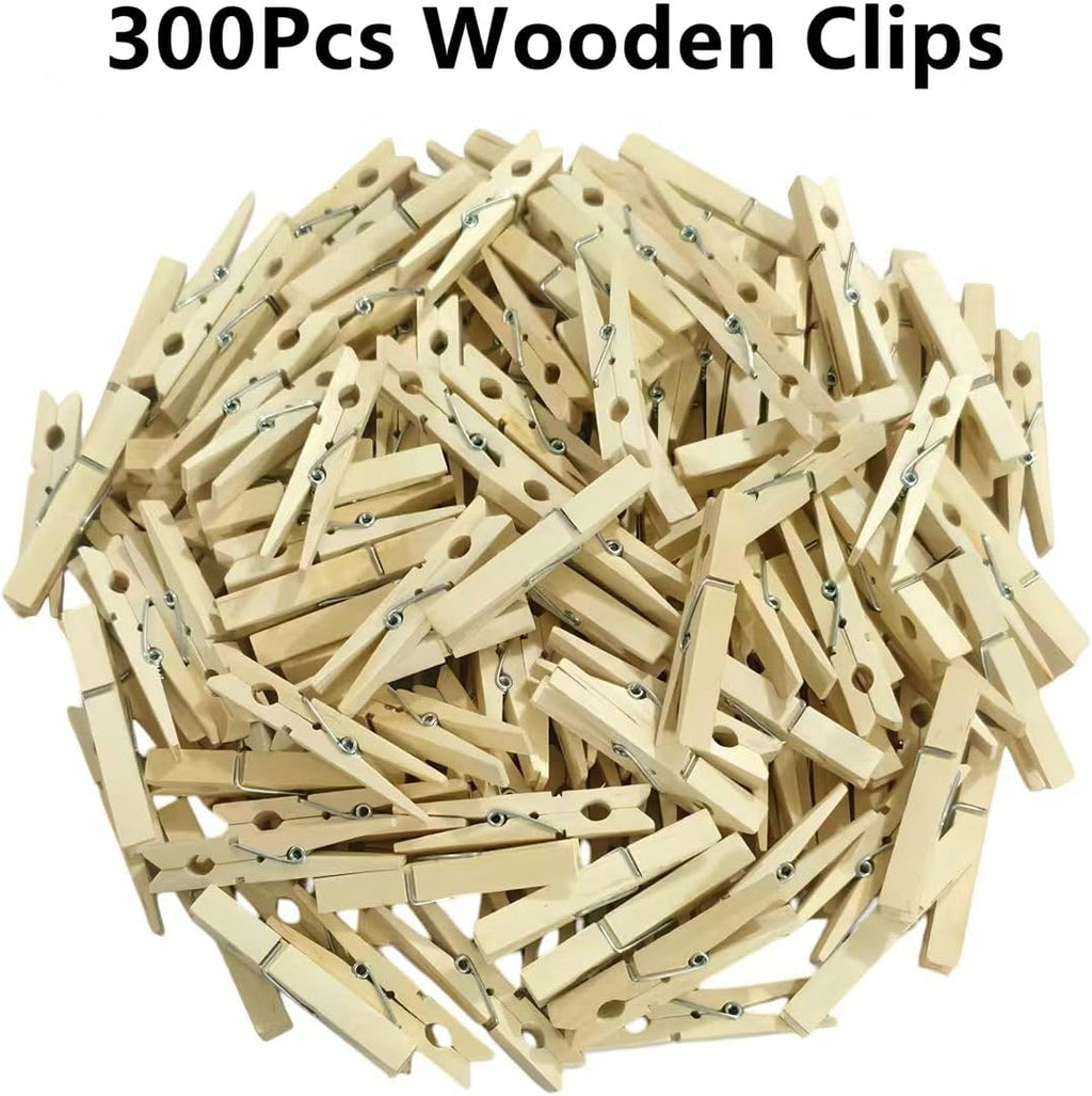 300PCS 2.9-inch Wooden clothespins, Large Wooden clothespins, Decorative Clips, Strong Grip, Multi-Purpose Clips, Suitable for Crafts, Hanging Clothes, and Hanging Pictures