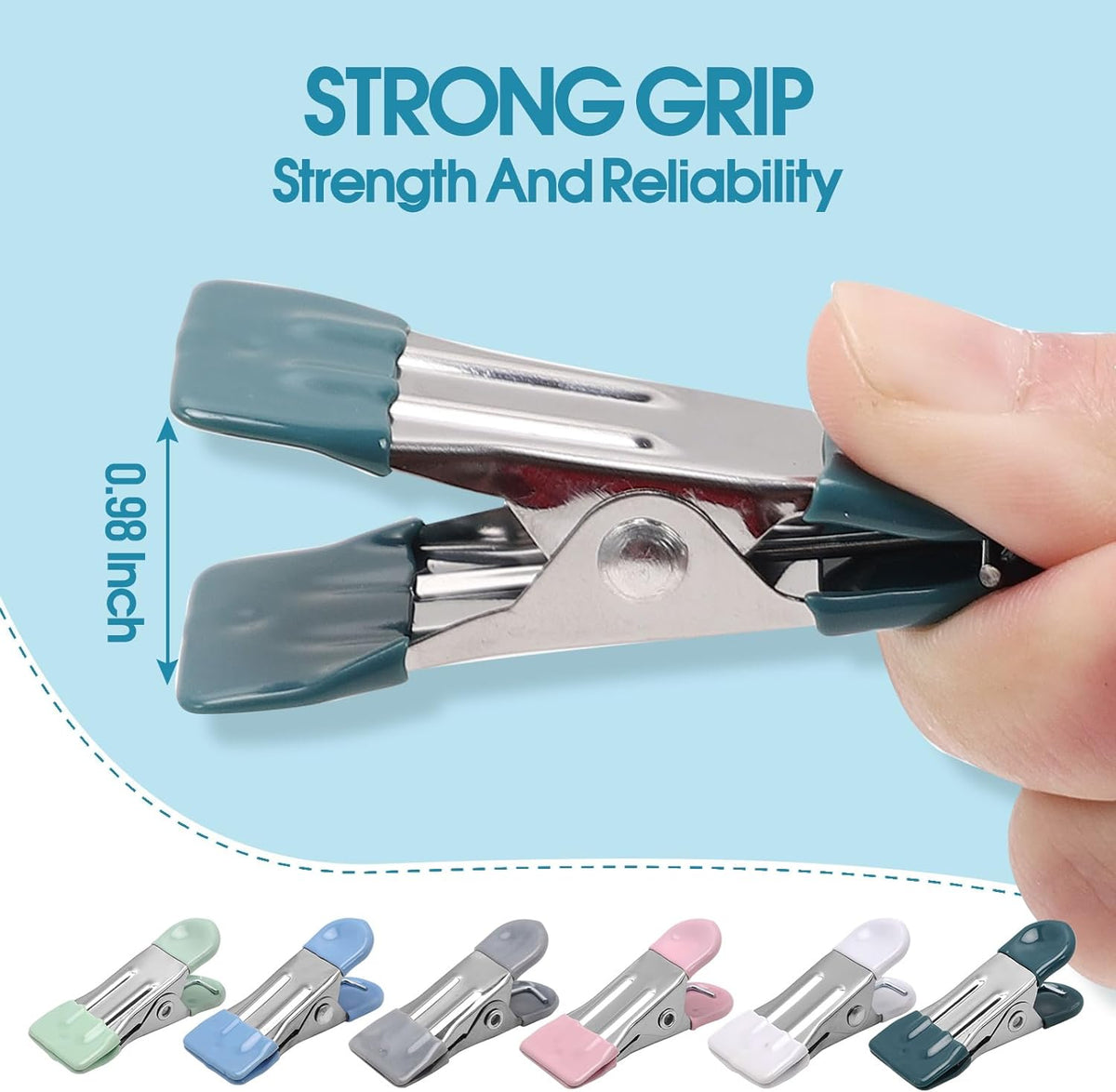 Clothes Pins Heavy Duty, 30 Pack, 2.17 Inch Metal Chip Clips, 6 Colors