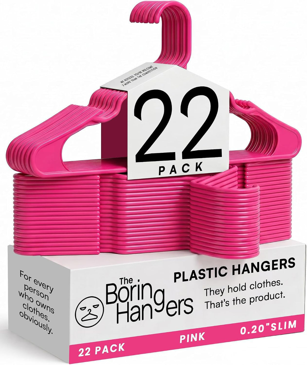 White Plastic Hangers 55 Pack - 10 lb Heavy Duty Plastic Clothes Hangers for Closet - 0.20" Thin, Slim & Space Saving White Coat Hangers for Shirts, Dresses, Jackets, Pants