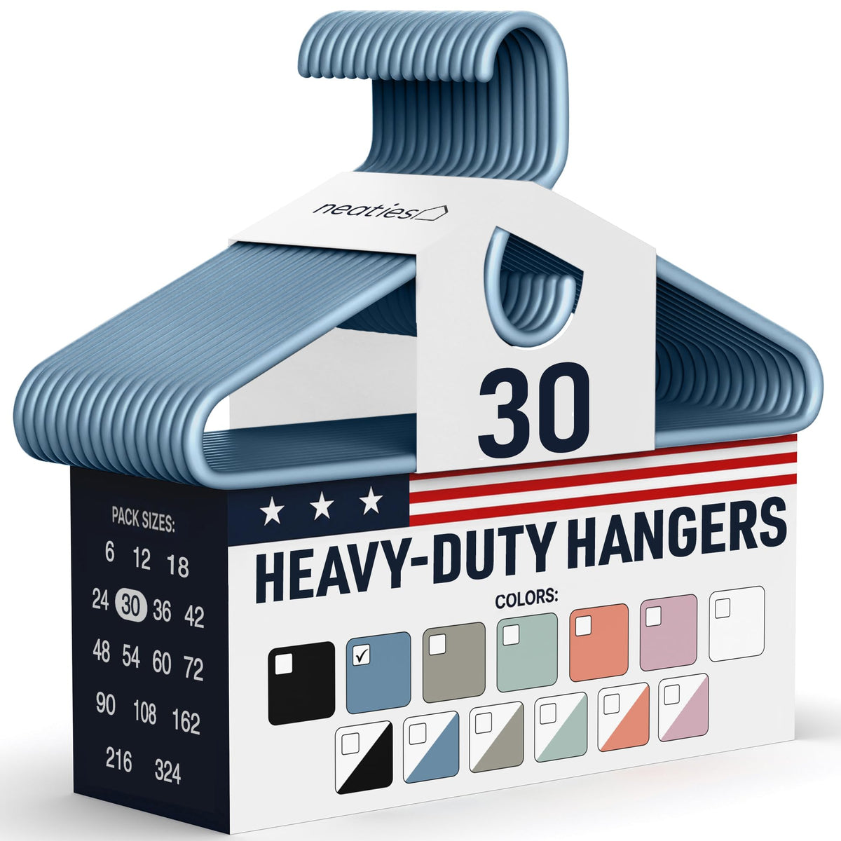 Heavy Duty Clothes Hangers 18 Pack – Made in the USA – 8lb Capacity Plastic Hangers for Adult Clothing – Durable for Pants, Coats, Jackets, or Jeans – White