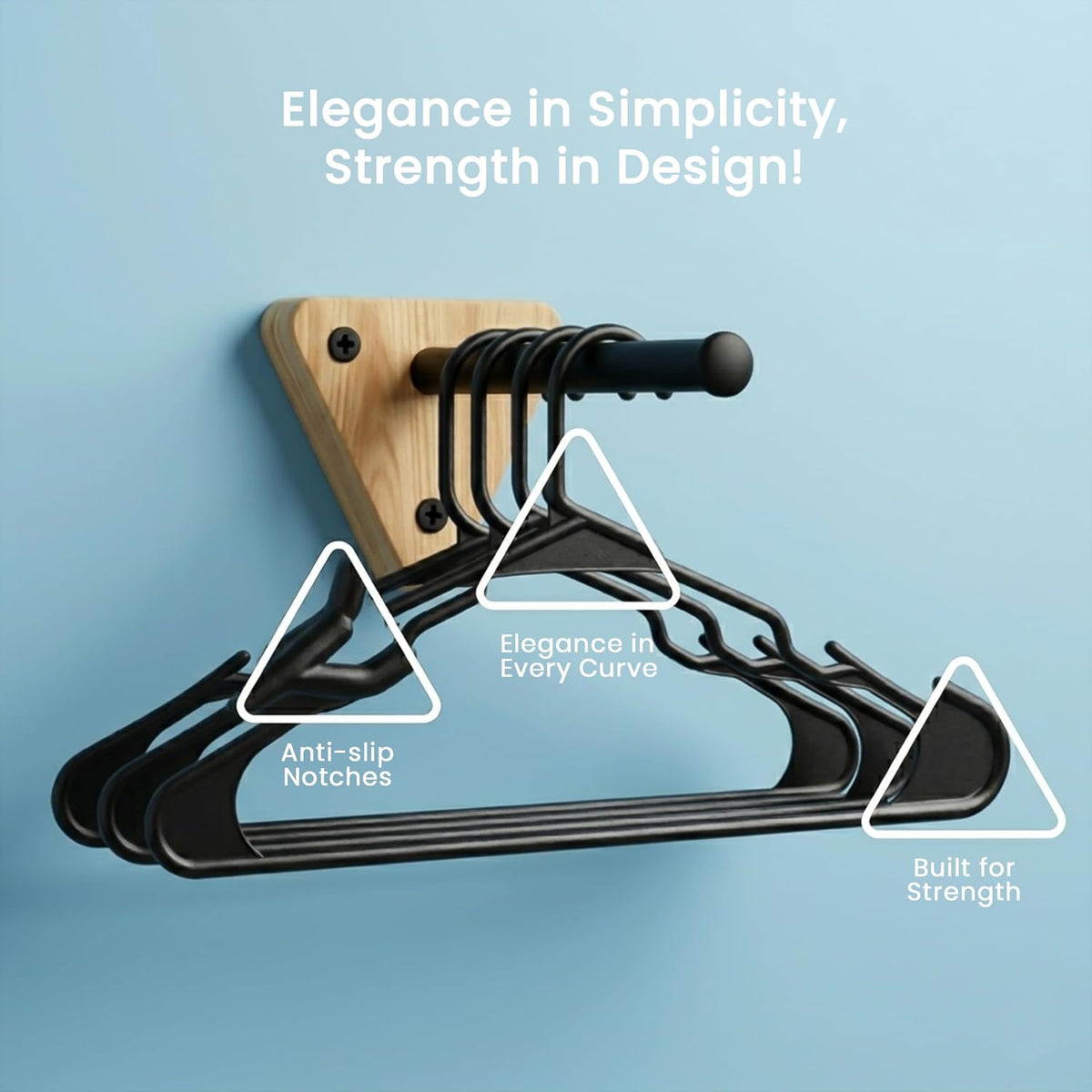 Utopia Home Plastic Hangers 50 Pack – Space Saving Clothes Hanger Black