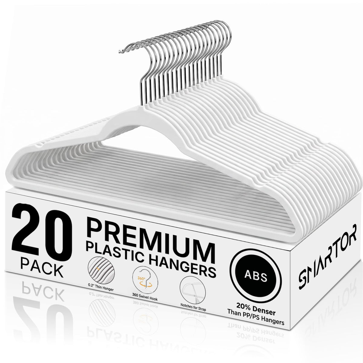 SMARTOR Plastic Hangers 50 Pack, Heavy Duty Plastic Hangers for Clothes