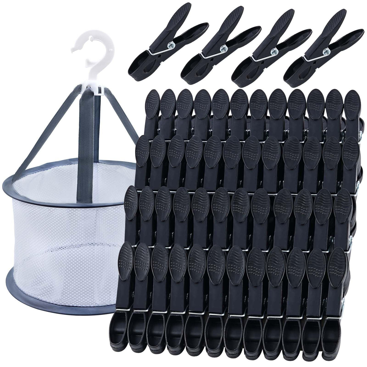 48 Pcs Colorful Plastic Clothes Pins with Clothespin Bag, Clothespins Basket Heavy Duty Laundry Clothes Pins Clips with Springs, Clothes Drying Line Pegs Towel Clips Picture Clips Food Clips